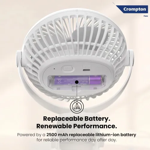 Image of Crompton Siro 100MM Rechargeable Clip Fan