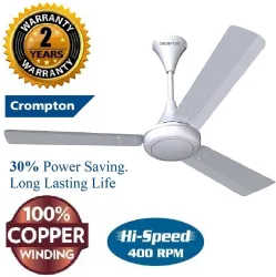 Crompton Surebreeze 1200mm High-Speed Ceiling Fan (1 Star, Opal White)