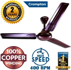 Crompton Surebreeze HS Plus 1200mm Ceiling Fan (Lustre Brown, High Speed)