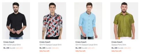 Image of Cross Court Men's Shirts starting @ ₹299