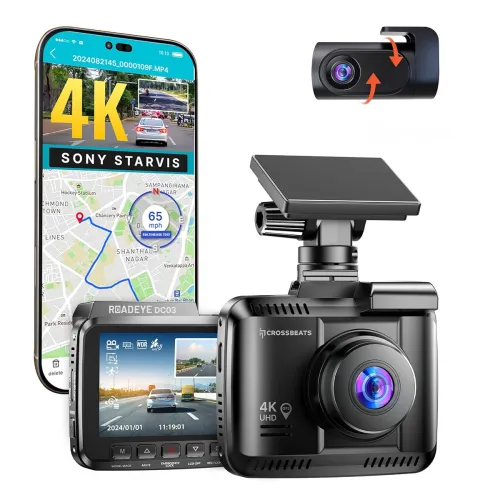 Image of Crossbeats RoadEye 3.0 4K UHD 8MP Dash Camera for Car Front and Rear | Sony STARVIS IMX335 Sensor | GPS Logger & ADAS (4