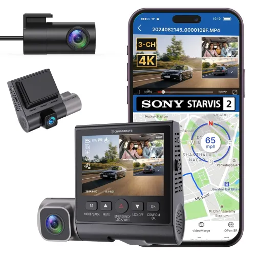 Image of Crossbeats RoadEye DC04 4K Dash Cam for Car Front Rear