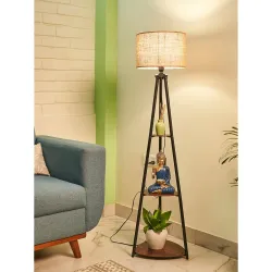 Crosscut Furniture LED Tripod Floor Lamp with 3 Shelves