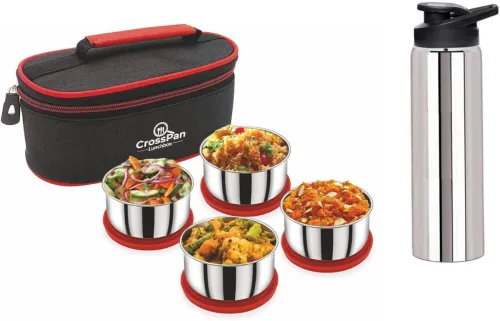 Image of CrossPan Smart Steel Lunch Box with Bottle