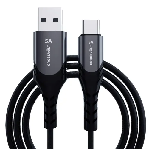 Image of CROSSVOLT Braided 5A USB-A To Type-C Sync And Fast Charging Cable Compatible For Samsung, Realme, Oppo, Xiaomi, Poco, Re