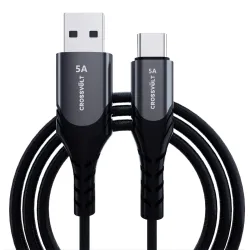 CROSSVOLT Braided 5A USB-A To Type-C Sync And Fast Charging Cable Compatible For Samsung, Realme, Oppo, Xiaomi, Poco, Re