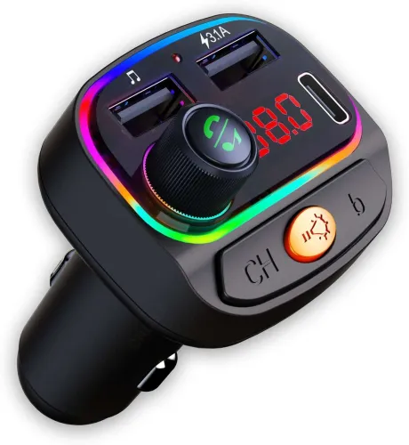 Image of Crust v5.0 Car Bluetooth FM Transmitter and Charger