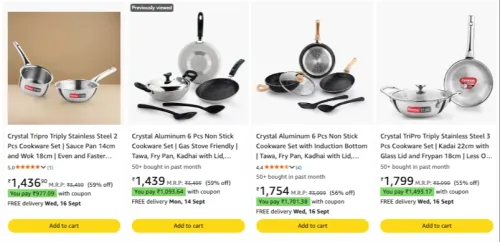 Image of Crystal Alluminum Cookwear Products upto 59% discount 
