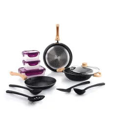 Crystal Aluminum 11 Pcs Non Stick Cookware Set with Induction Bottom | Tawa
