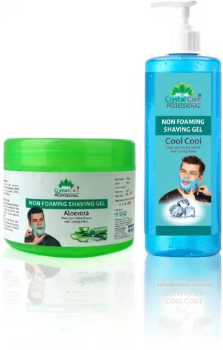 Image of Crystal Care Non Foaming Shaving Gel Cool Cool & Aloe Vera for Men 400g+500g (900 g)