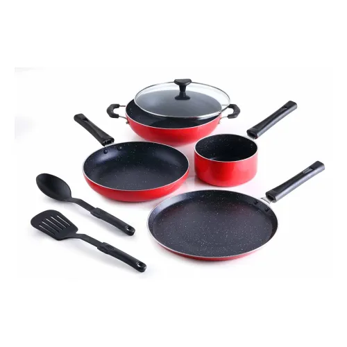 Image of Crystal Classic 7pc Non-Stick Cookware Set (Red)