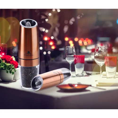 Image of Crystal Crystalina Glass Gravity Pepper Grinder with Led, Multicolour