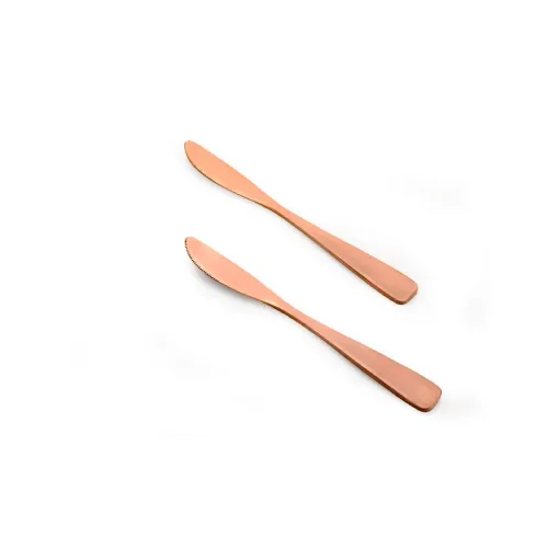 Image of Crystal Rose Gold Titanium Dessert Knife Set
