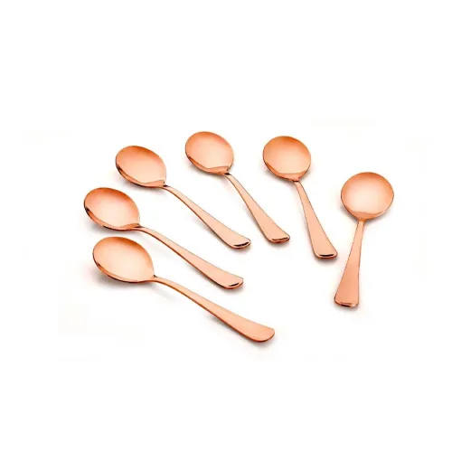 Image of Crystal Rose Gold Stainless Steel Spoon Set, 6 Pcs