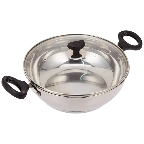 Image of Crystal Stainless Steel Kadai with Glass Lid