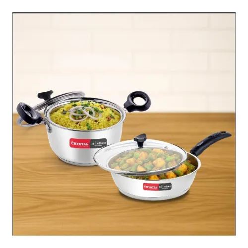Image of Crystal Tribottom Casserole & Fry Pan Set with Glass Lids