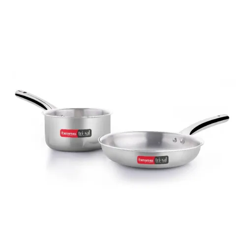 Image of Crystal Triply Steel Cookware Set – 2 Pc, Fry Pan & Saucepan