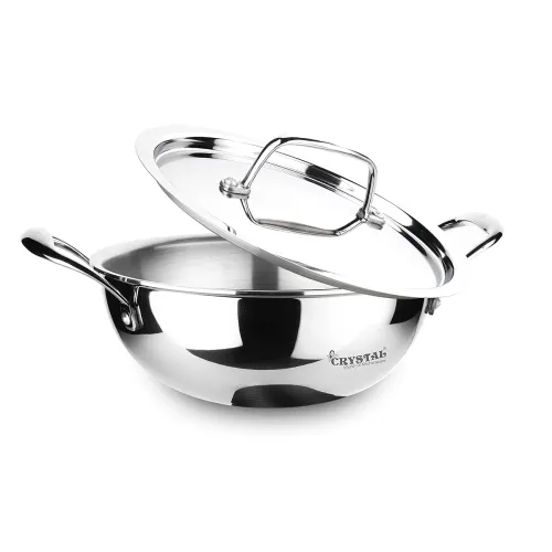Image of Crystal TriPro Triply Stainless Steel Extra Deep Kadai with Lid