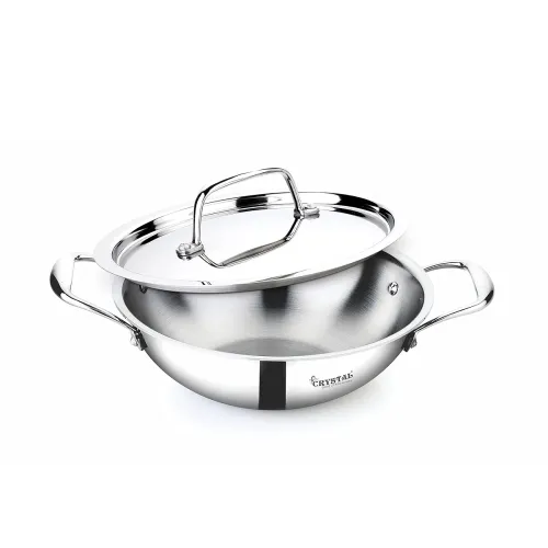 Image of Crystal TriPro Steel Kadai with Lid