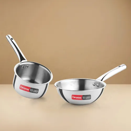 Image of Crystal Tripro Triply Stainless Steel 2-Piece Cookware Set
