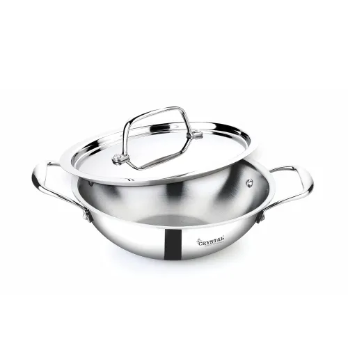 Image of Crystal TriPro -Triply Stainless Steel Kadai with Lid - 20 cm 