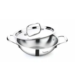 Crystal TriPro -Triply Stainless Steel Kadai with Lid - 20 cm (Induction Bottom)