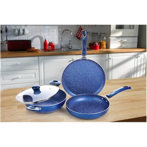 Image of Crystal Vivid Series Induction Bottom Non-Stick Cookware 3-Pcs Set, Multicolor