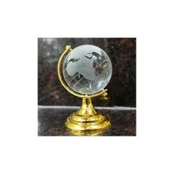 Crystal World Globe with Gold Stand