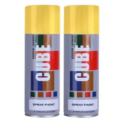 Cube Gold Spray Paint 2 X 400 mL for Metal Plastic Wood, Car & Bike