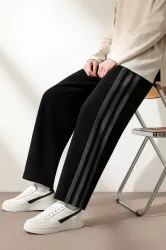 CULISH Men Striped Black Track Pants