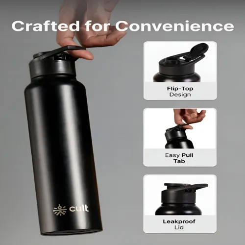 Image of CULT Black Stainless Steel Flask 1L
