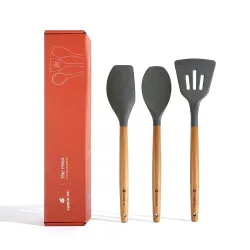 CUMIN CO. Silicone Spatula Set of 3 | Non Toxic Heat Resistant Spatula