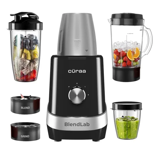 Image of Cüraa BlendLab Mixer Grinder for kitchen – 4 Jars | 100% Copper Motor | Stainless Steel Jar for Spice Grinding & Chutney