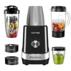 Cüraa BlendLab Mixer Grinder for kitchen – 4 Jars | 100% Copper Motor | Stainless Steel Jar for Spice Grinding & Chutney