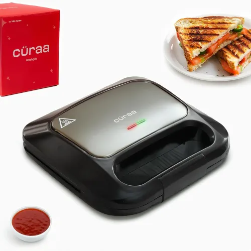 Image of Cüraa Grill Neo Sandwich Maker | 750W Electric Grill Sandwich Toaster Maker | Sandwich Griller with Nonstick Coating Pla