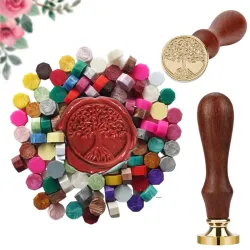 Curated Cart Tree Seal Stamp Kit 50 Multicolor Beads for Decorating