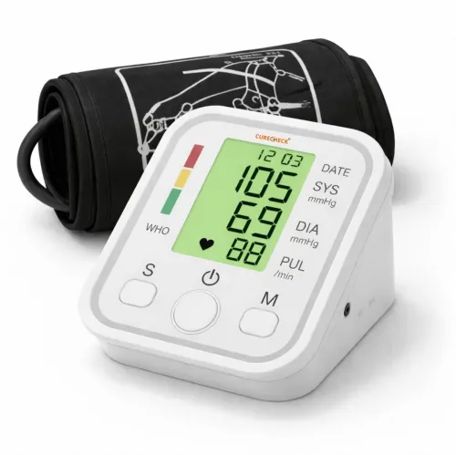 Image of curecheck Automatic Blood Pressure Machine without Battery with Cuff kit Bp Monitor (White, Black)