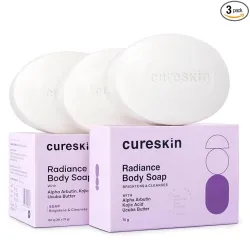 Cureskin Radiance Body Soap | For Pigmentation & Sun Damage with Alpha Arbutin, Kojic Acid and Ucuba Butter | Soap Tan R