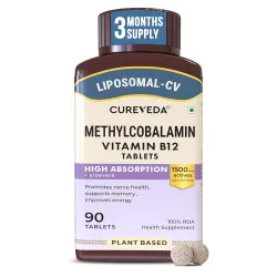 Cureveda Liposomal Vitamin B12 1500 mcg Active Methylcobalamin Aloe Vera