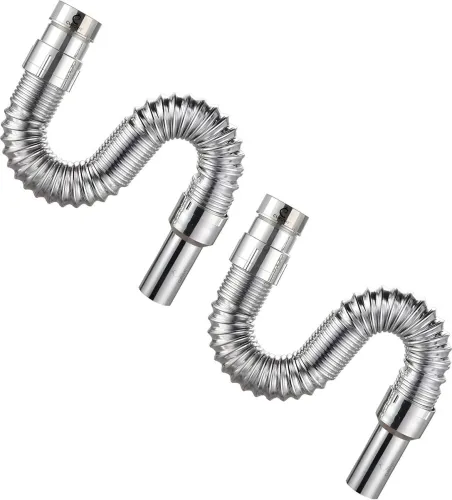 Image of Curovit PVC Chrome-Plated Flexible Drain Pipe 32mm for Kitchen Sink, Po2