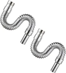 Curovit PVC Chrome-Plated Flexible Drain Pipe 32mm for Kitchen Sink, Po2