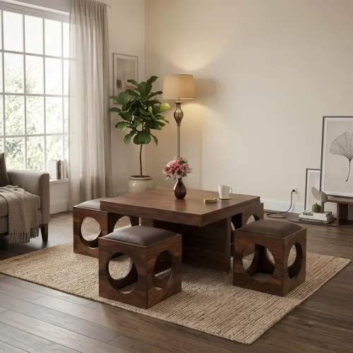Image of Custom Decor Coffee Tables (Art Deco, 4 Stools)