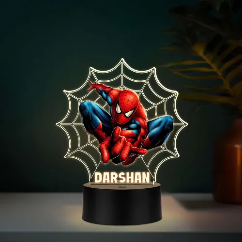 Image of Customized Spiderman LED Name Lamp | 3D Illusion Nightlight Superhero Themed