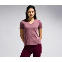 Womens V Neck Cut & Sew Mesh Panel Top