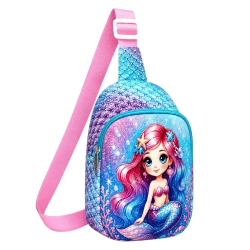 Image of Cute Mermaid Print Sling Bag for Girls