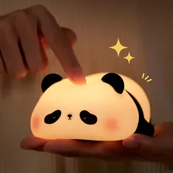 Cute Sleeping Panda Soft Silicone Nursery Night Light, for Baby Room Decor, Girls, Boys, Home Decor, Birthday Gift Rechargeable, 7 Color Changing, Tap Control (Sleeping Panda Lamp)