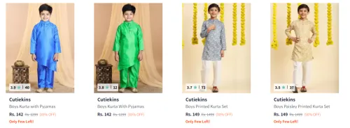 Image of Cutiekins Boy's Kurta Sets upto 90% Discount