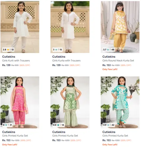 Image of Cutiekins Girls Kurta Sets @ Starting ₹139