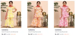 Cutiekins Girls Kurta Sets Starting @ ₹167