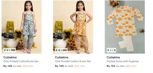 Image of Cutiekins Girls Kurta with Salwar Upto 90% Discount 